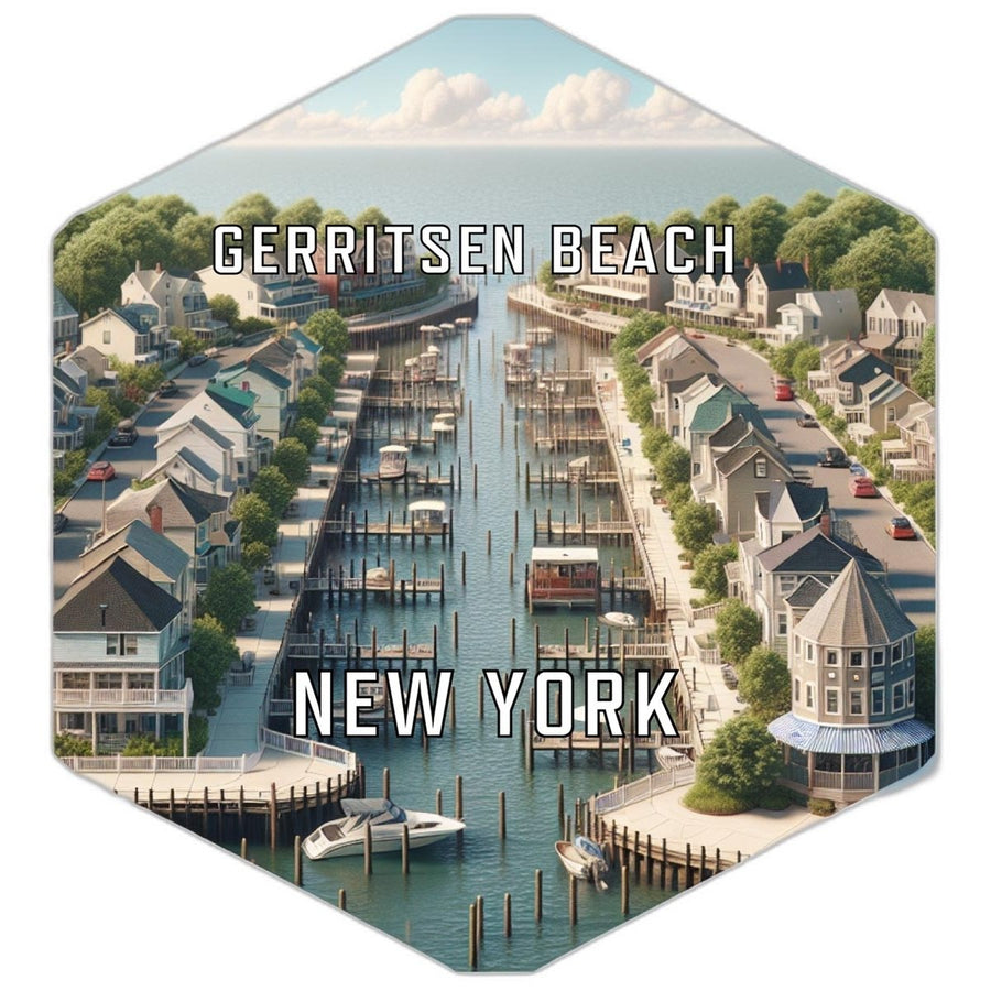 Gerritsen Beach York Souvenir Travel Destination Die Cut Hexagon Fridge Magnet Image 1