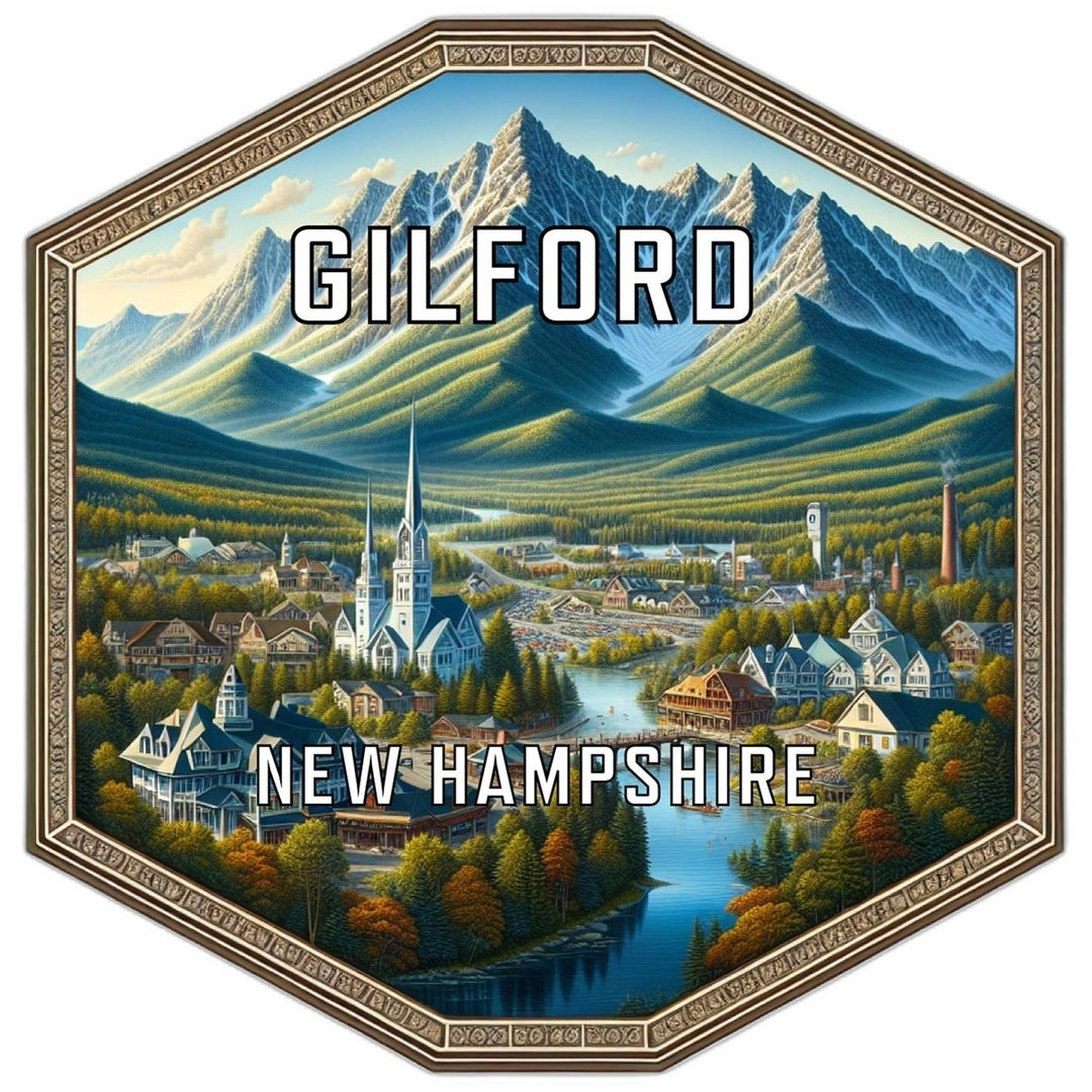 Gilford Hampshire Souvenir Travel Destination Die Cut Hexagon Fridge Magnet Image 1