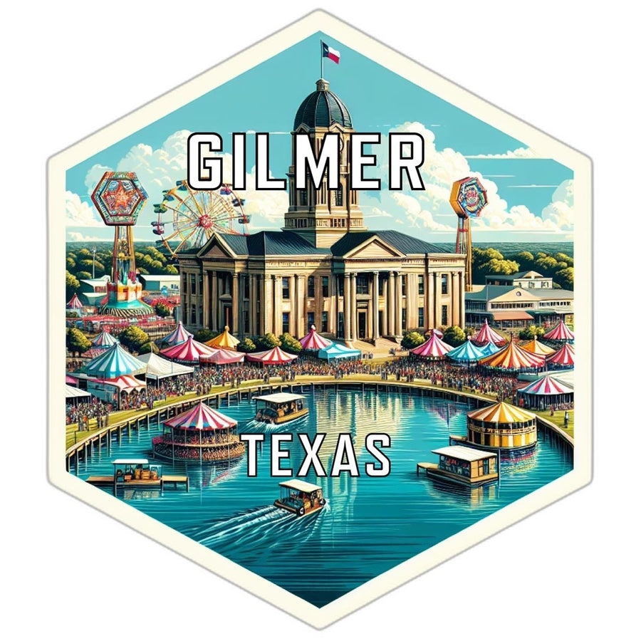 Gilmer Texas Souvenir Travel Destination Die Cut Hexagon Fridge Magnet Image 1