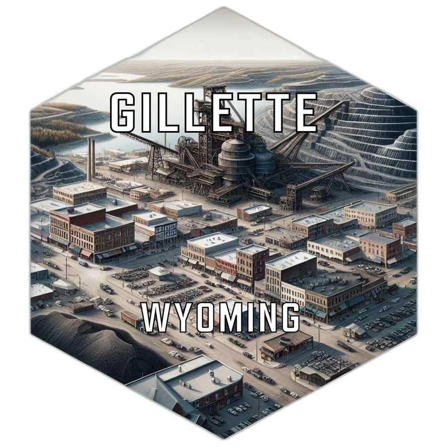 Gillette Wyoming Souvenir Travel Destination Die Cut Hexagon Fridge Magnet Image 1