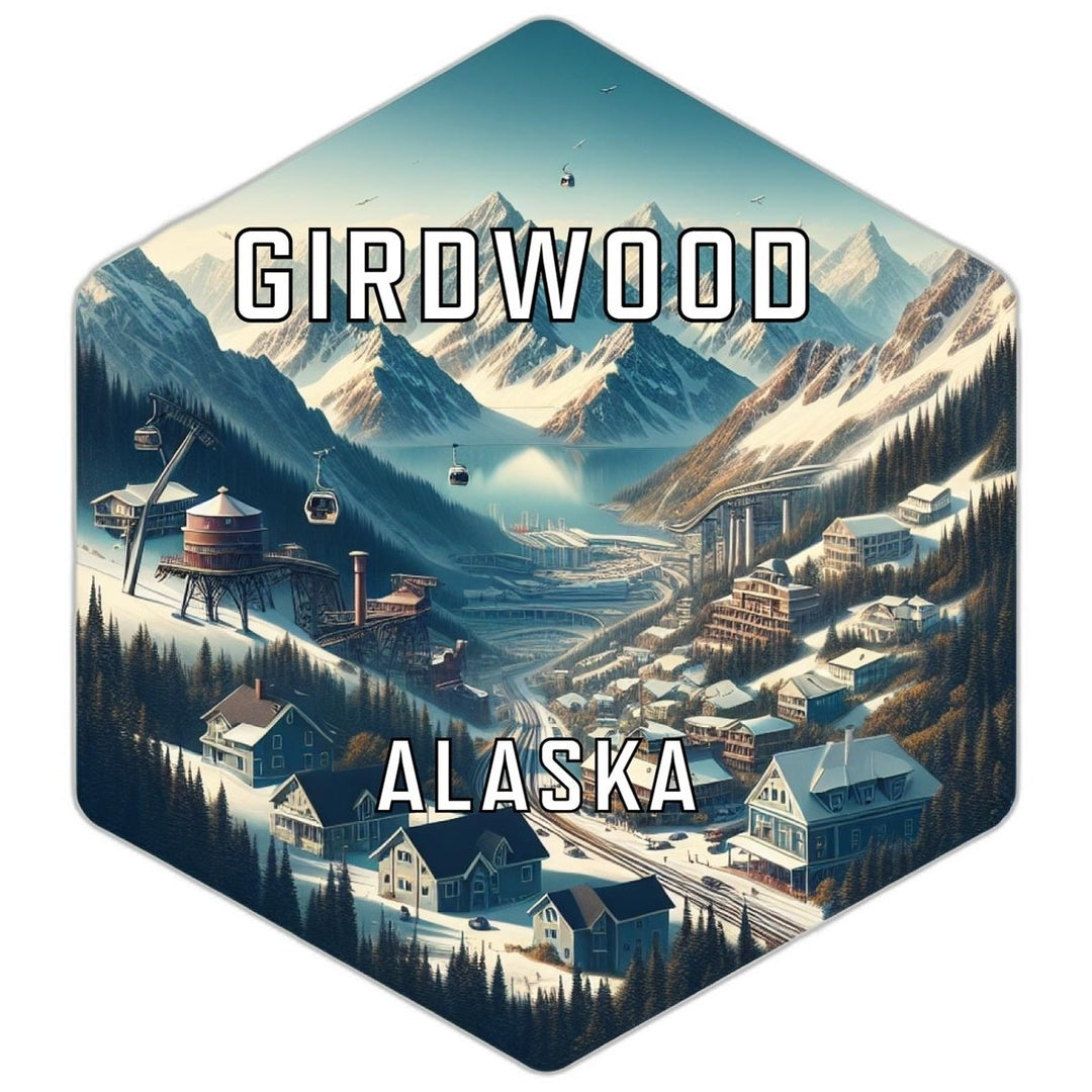 Girdwood Alaska Souvenir Travel Destination Die Cut Hexagon Fridge Magnet Image 1