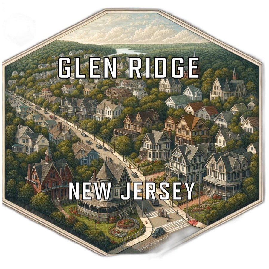 Glen Ridge Jersey Souvenir Travel Destination Die Cut Hexagon Fridge Magnet Image 1