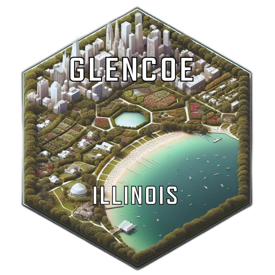 Glencoe Illinois Souvenir Travel Destination Die Cut Hexagon Fridge Magnet Image 1