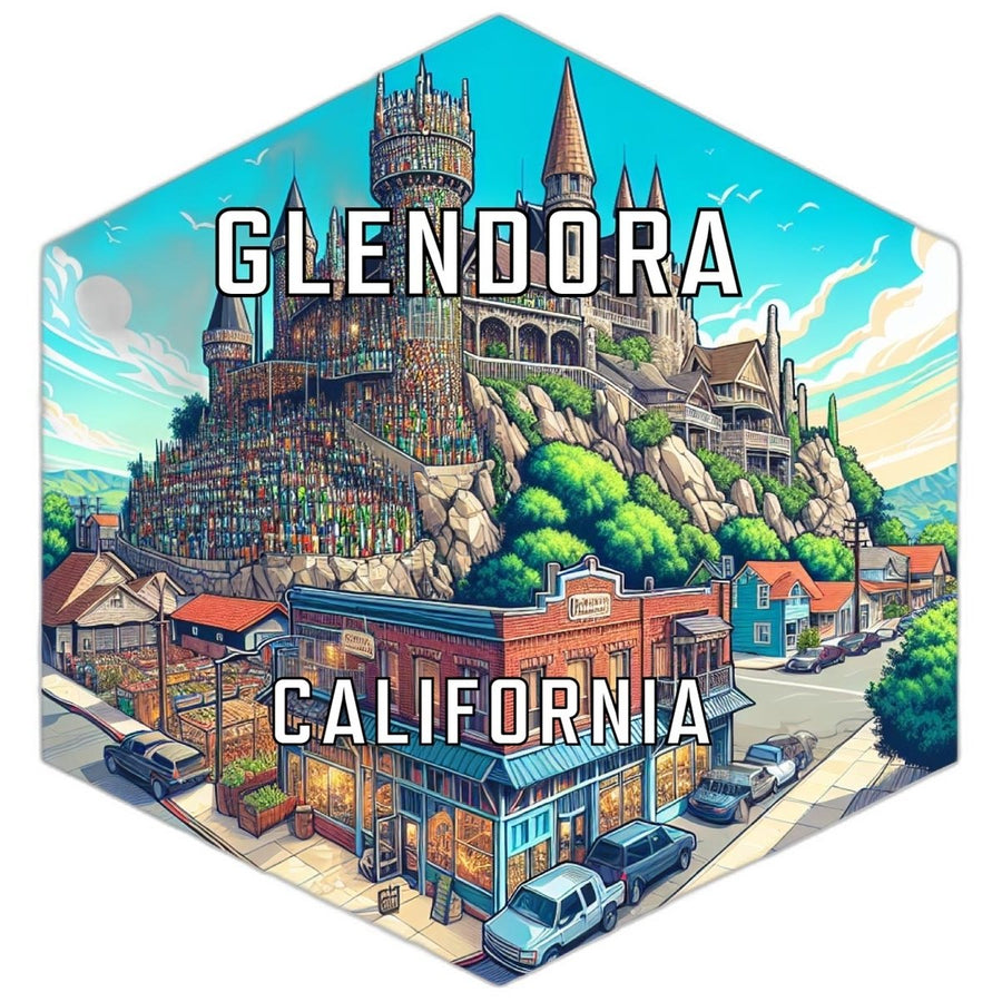 Glendora California Souvenir Travel Destination Die Cut Hexagon Fridge Magnet Image 1