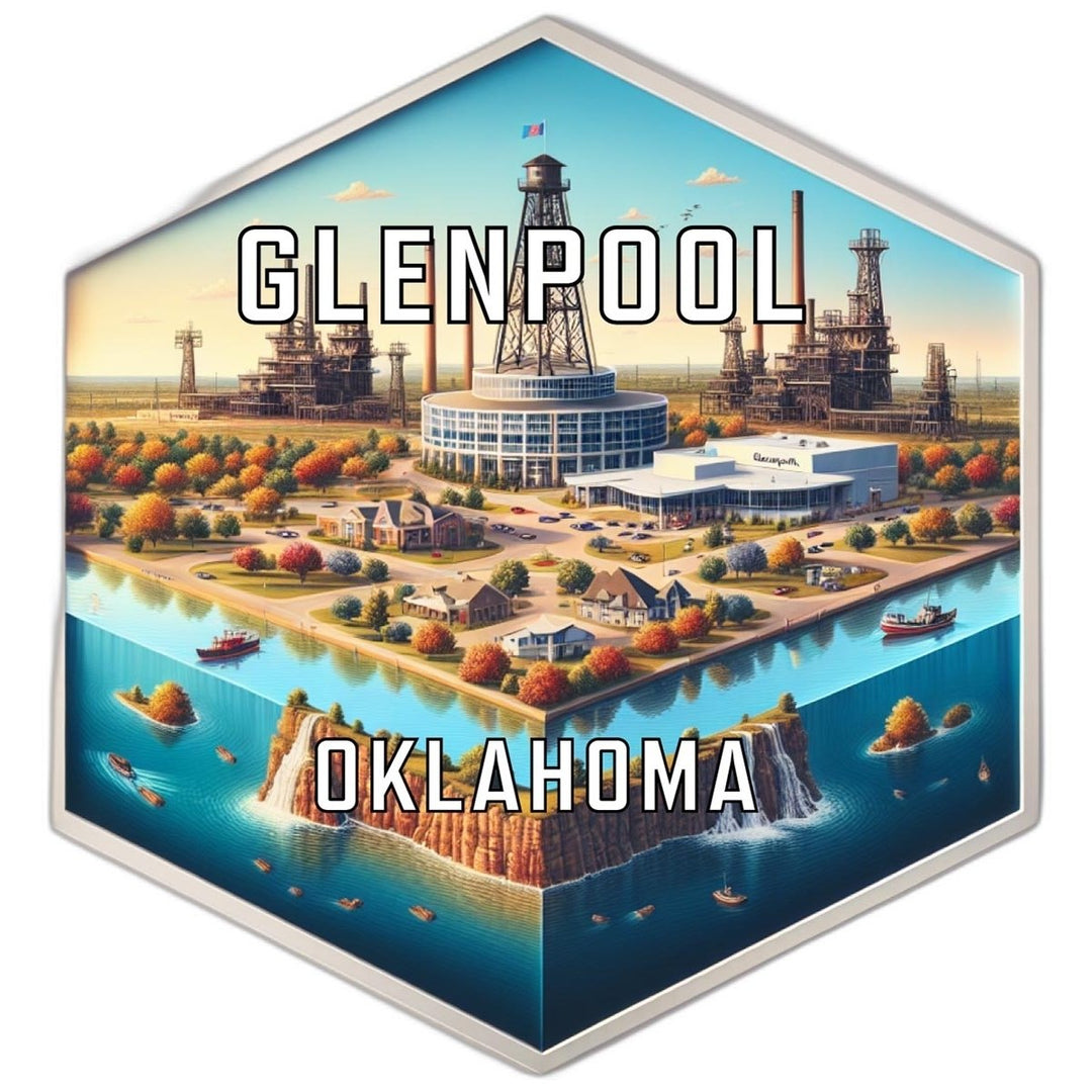 Glenpool Oklahoma Souvenir Travel Destination Die Cut Hexagon Fridge Magnet Image 1