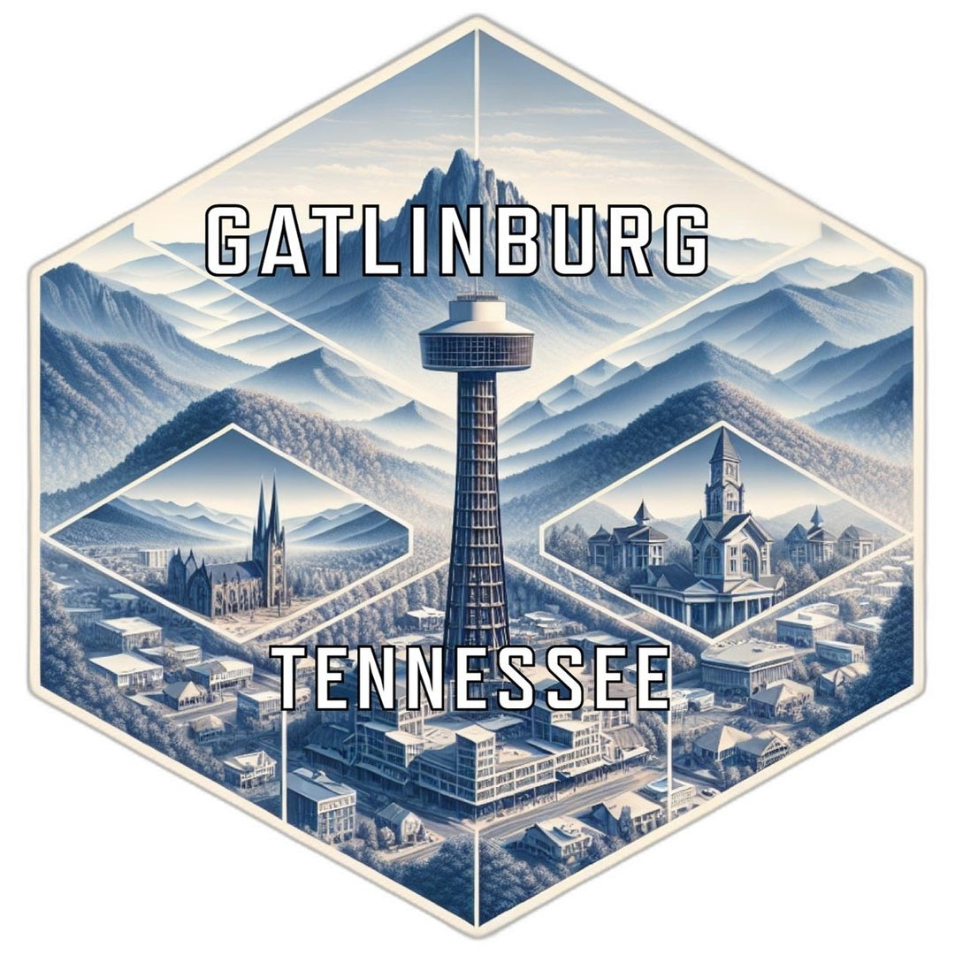 Gatlinburg Tennessee Souvenir Travel Destination Die Cut Hexagon Fridge Magnet Image 1