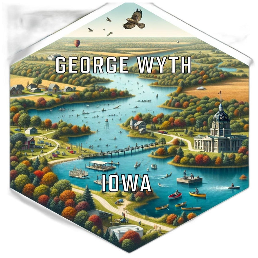 George Wyth Iowa Souvenir Travel Destination Die Cut Hexagon Fridge Magnet Image 1