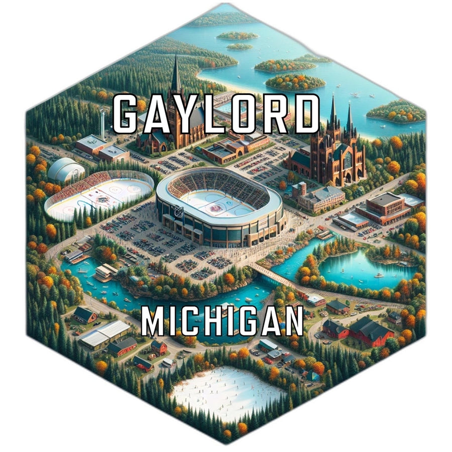 Gaylord Michigan Souvenir Travel Destination Die Cut Hexagon Fridge Magnet Image 1