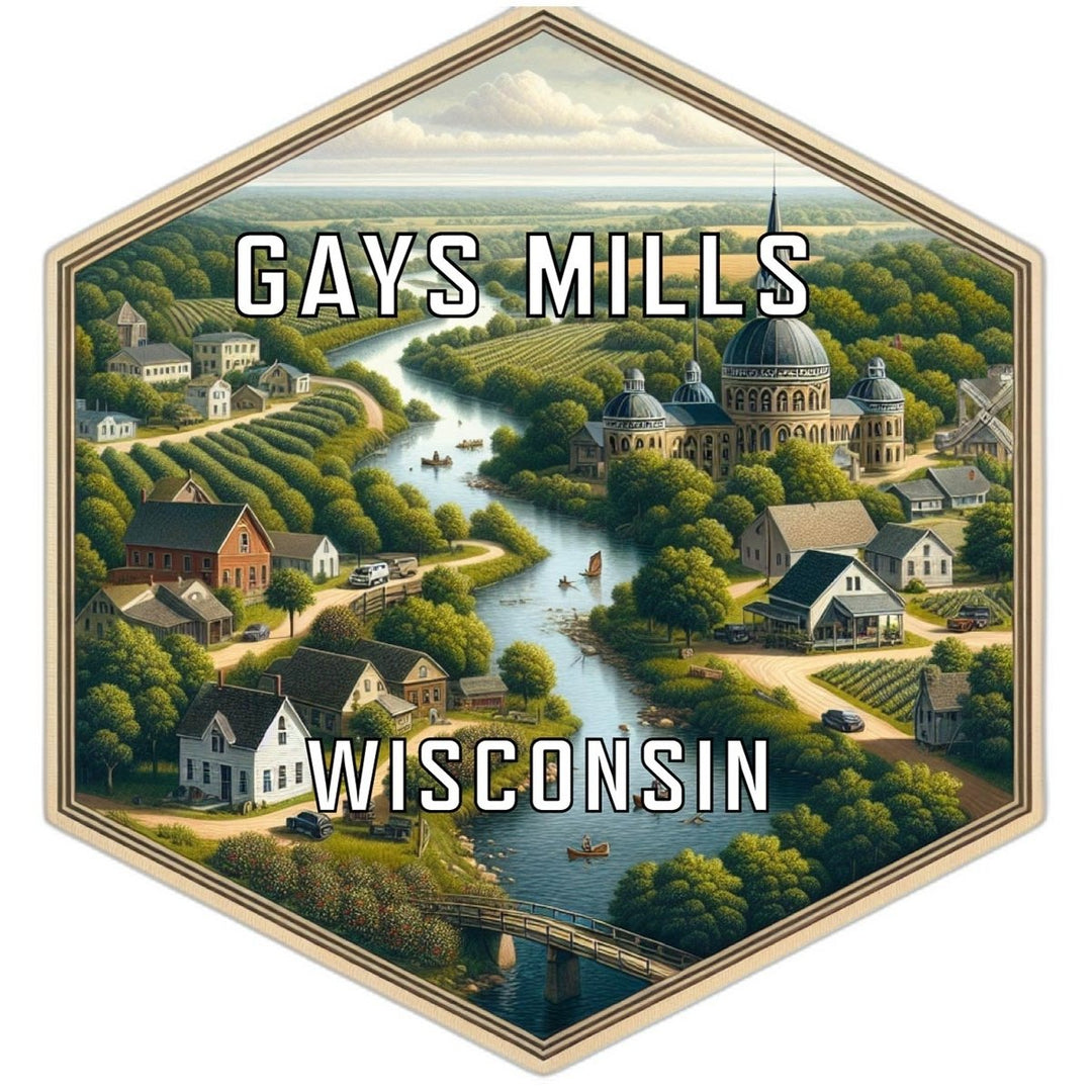 Gays Mills Wisconsin Souvenir Travel Destination Die Cut Hexagon Fridge Magnet Image 1