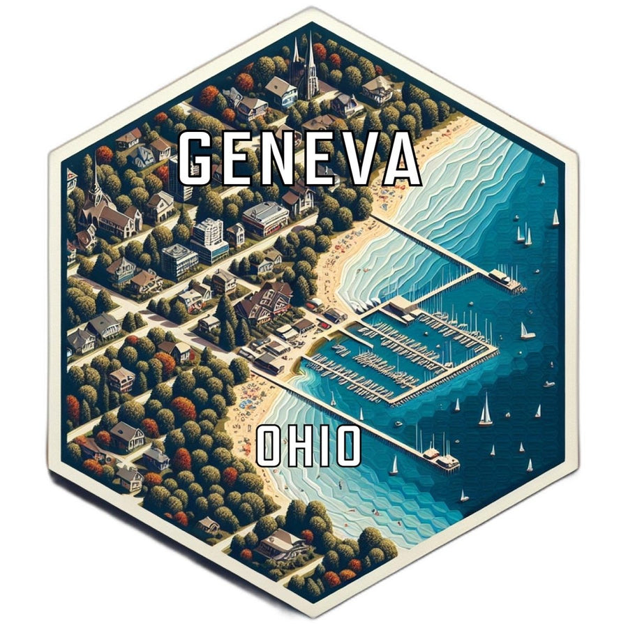 Geneva Ohio Souvenir Travel Destination Die Cut Hexagon Fridge Magnet Image 1