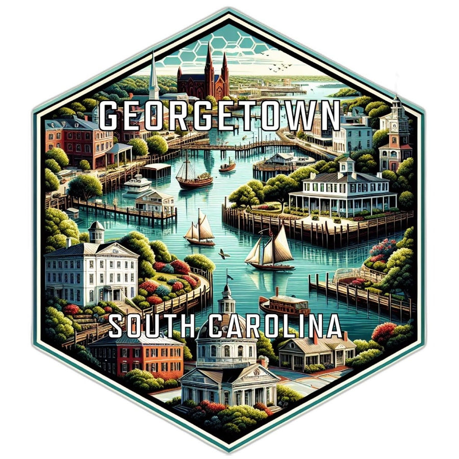 Georgetown South Carolina Souvenir Travel Destination Die Cut Hexagon Fridge Magnet Image 1