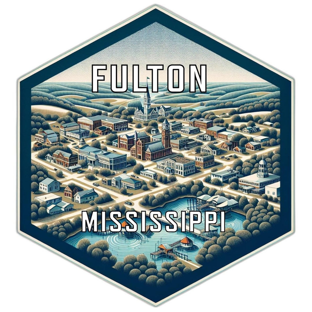 Fulton Mississippi Souvenir Travel Destination Die Cut Hexagon Fridge Magnet Image 1