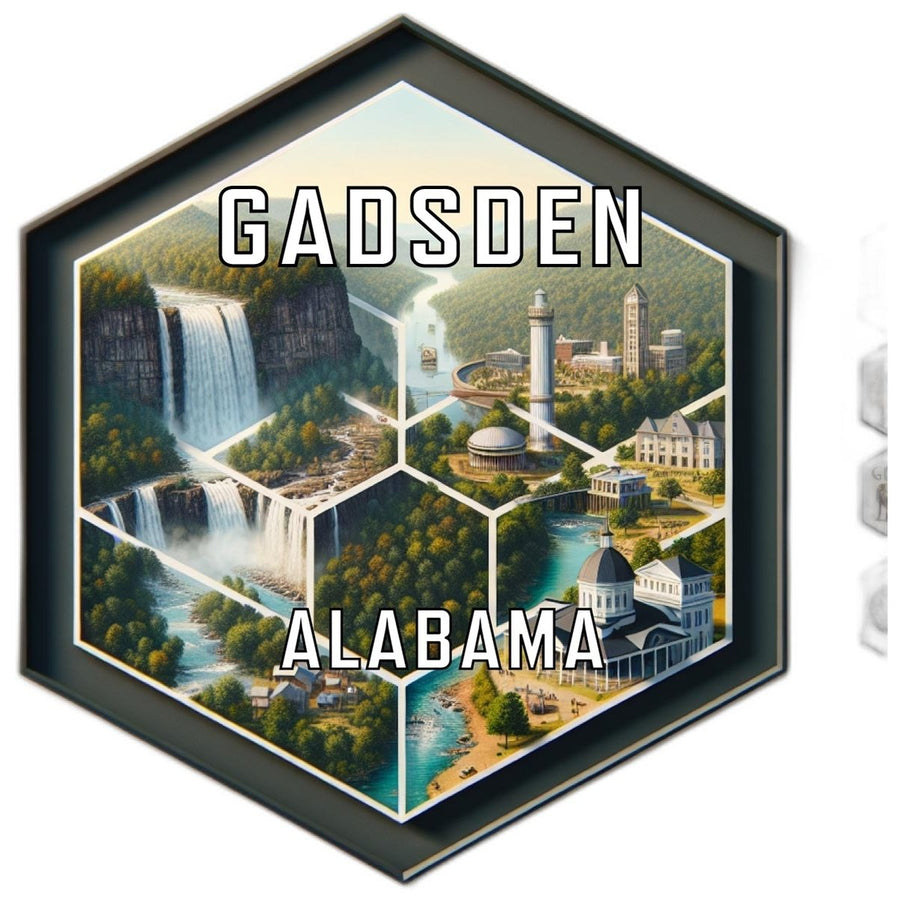 Gadsden Alabama Souvenir Travel Destination Die Cut Hexagon Fridge Magnet Image 1