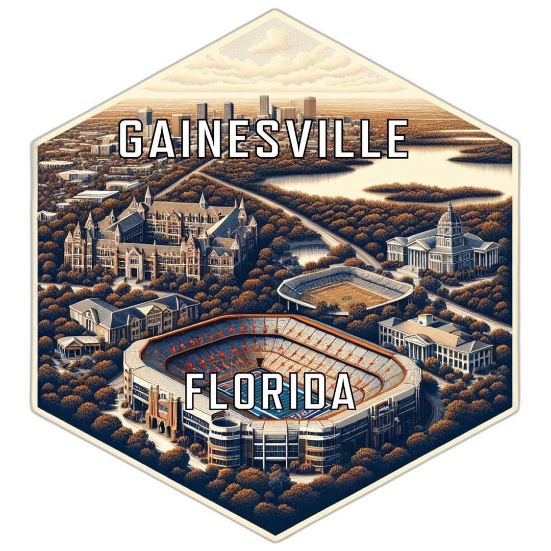 Gainesville Florida Souvenir Travel Destination Die Cut Hexagon Fridge Magnet Image 1