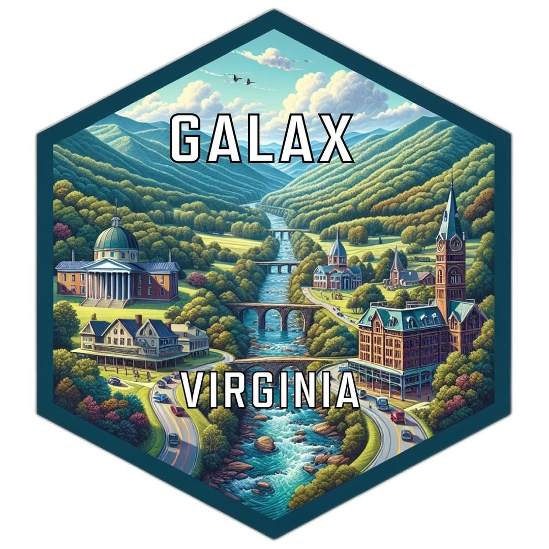 Galax Virginia Souvenir Travel Destination Die Cut Hexagon Fridge Magnet Image 1