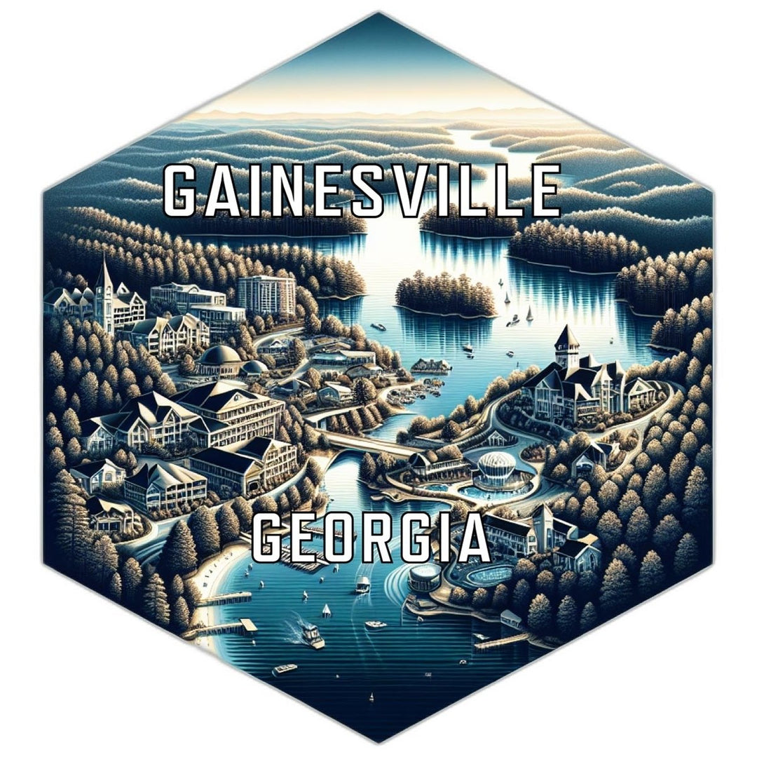 Gainesville Georgia Souvenir Travel Destination Die Cut Hexagon Fridge Magnet Image 1