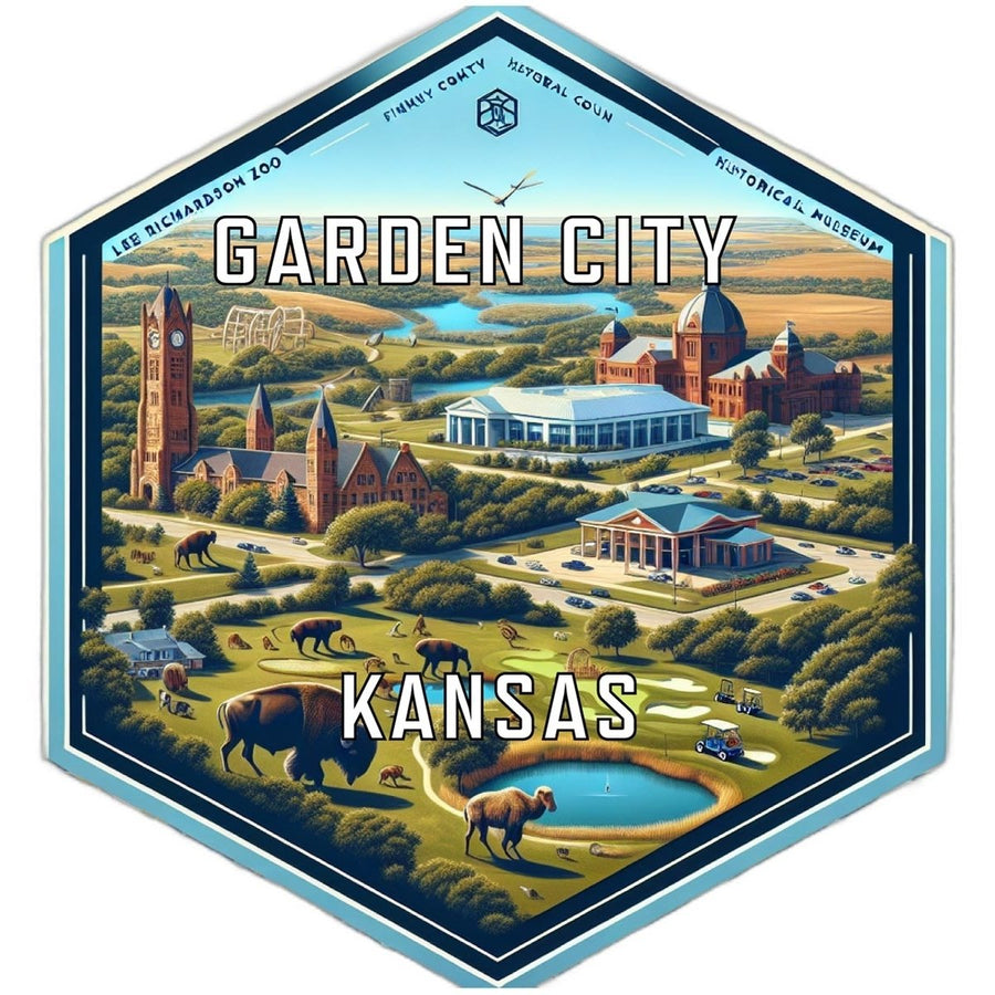 Garden City Kansas Souvenir Travel Destination Die Cut Hexagon Fridge Magnet Image 1