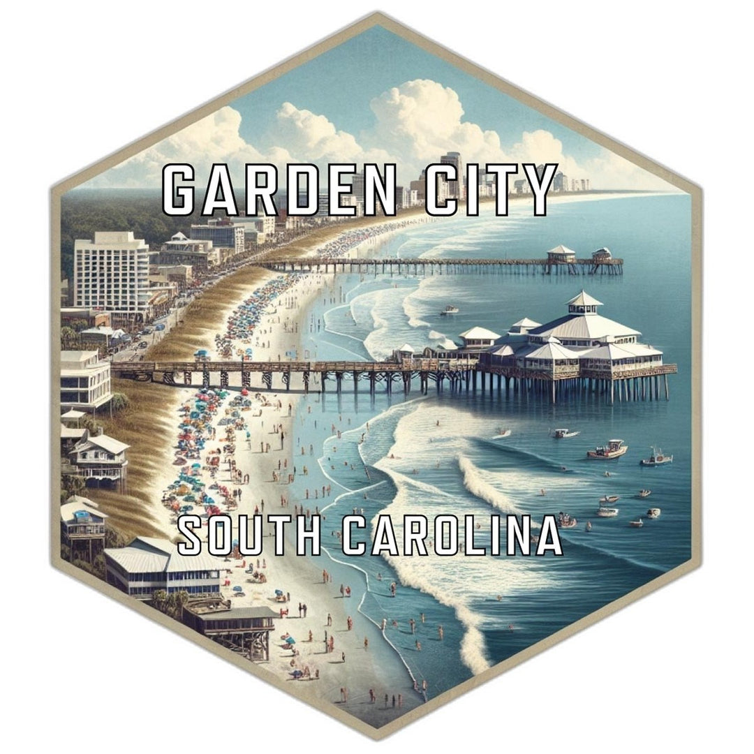 Garden City South Carolina Souvenir Travel Destination Die Cut Hexagon Fridge Magnet Image 1