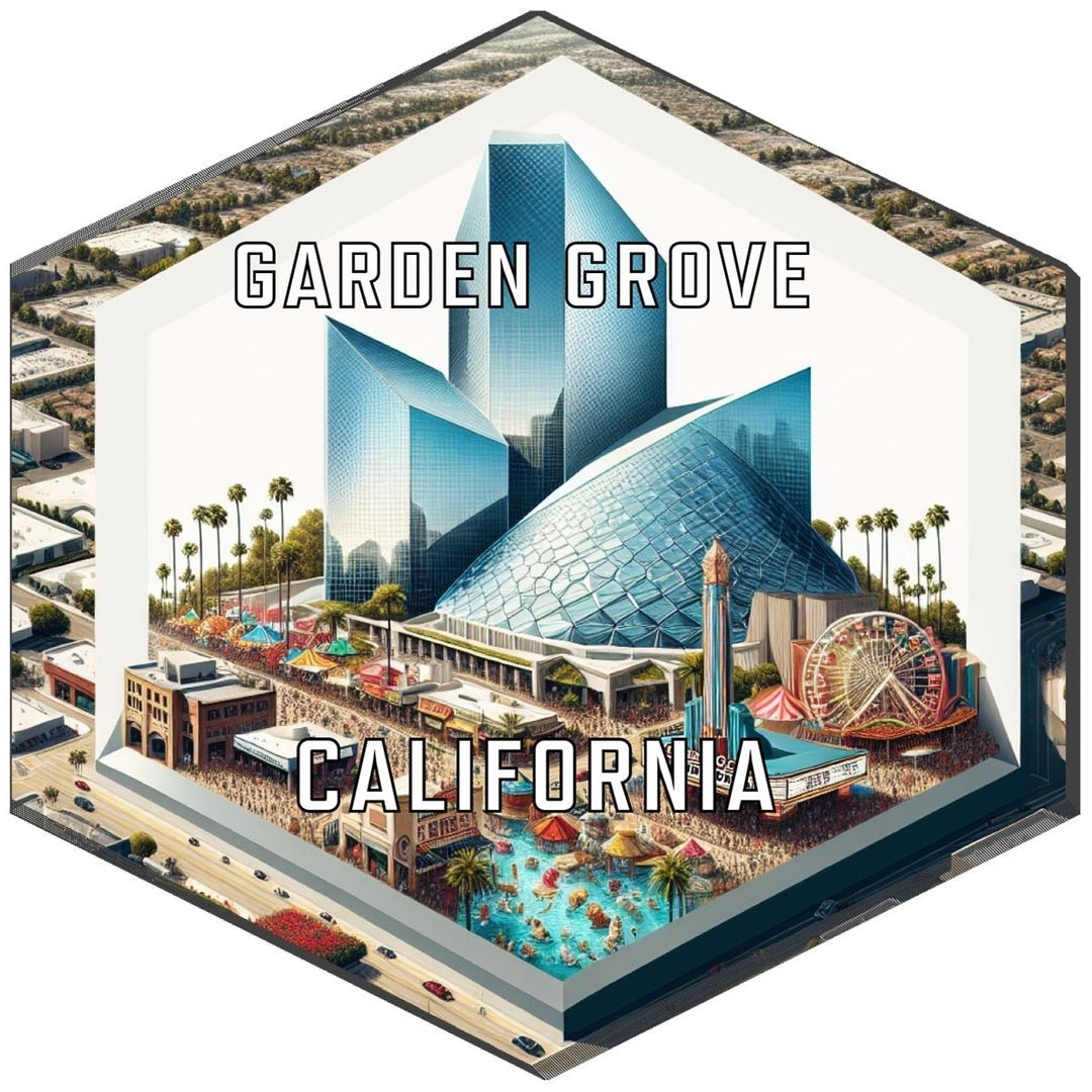 Garden Grove California Souvenir Travel Destination Die Cut Hexagon Fridge Magnet Image 1