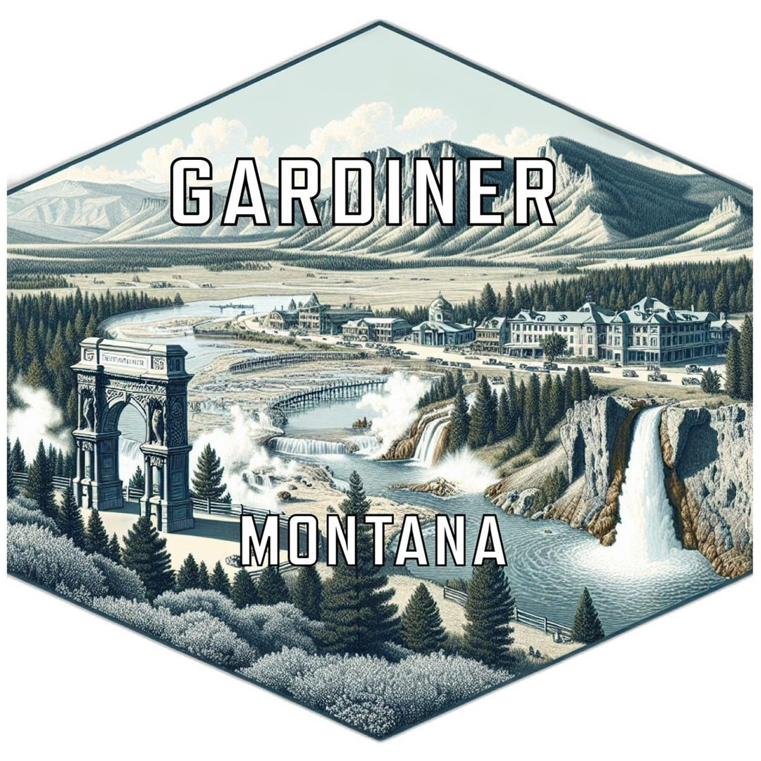 Gardiner Montana Souvenir Travel Destination Die Cut Hexagon Fridge Magnet Image 1