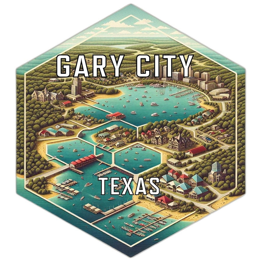 Gary City Texas Souvenir Travel Destination Die Cut Hexagon Fridge Magnet Image 1