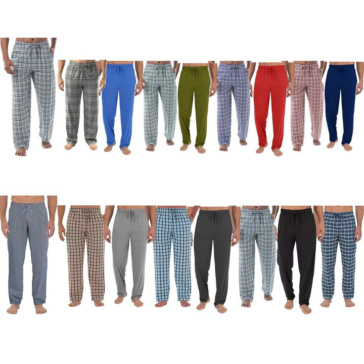 3-Piece Mens Ultra-Soft Cozy Comfy Solid and Plaid Loungewear Pajama Sleepwear Pants Image 3