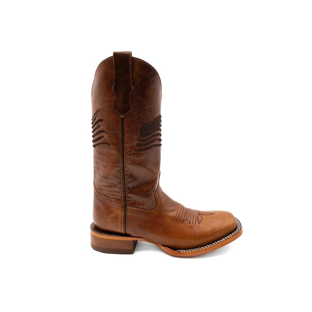 Ferrini Western Boots Mens Patriot Square Toe 13" Honey 14693-29 Image 2