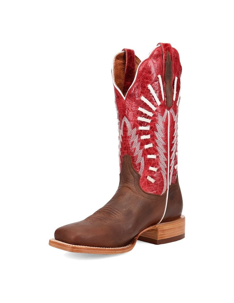 Dan Post Western Boots Womens Leather Lacey Square Brown Red DP5170 Image 1