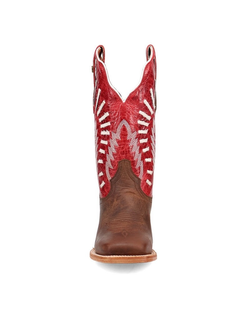 Dan Post Western Boots Womens Leather Lacey Square Brown Red DP5170 Image 2