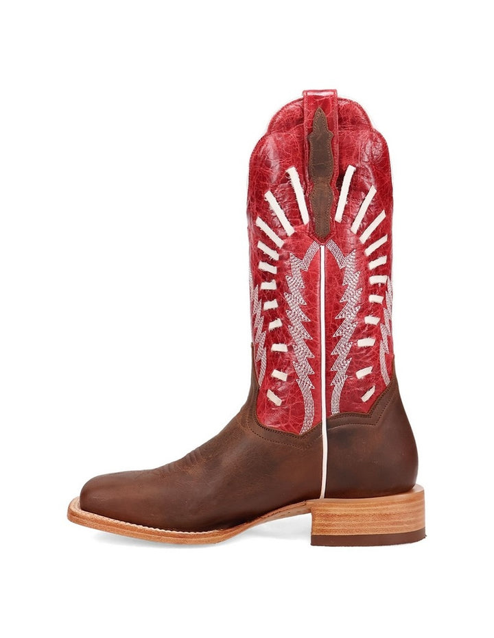 Dan Post Western Boots Womens Leather Lacey Square Brown Red DP5170 Image 3