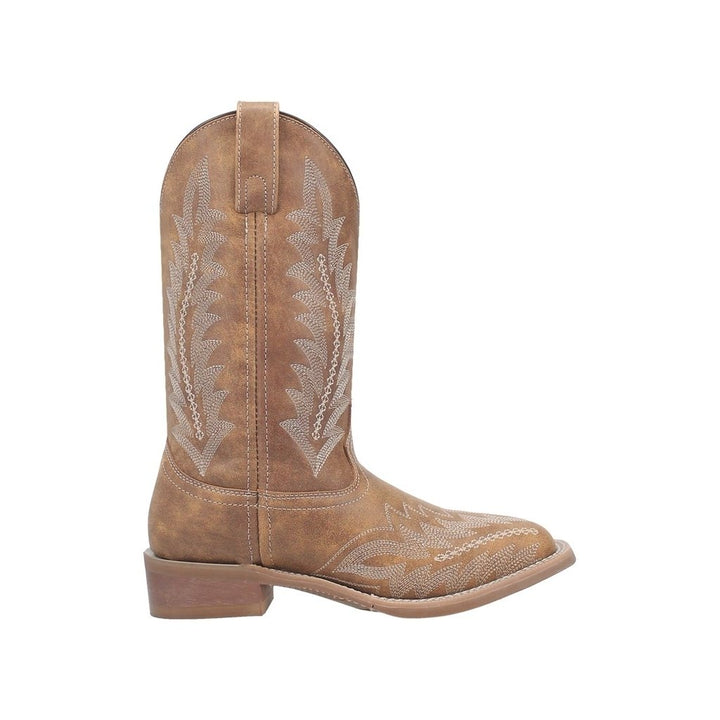 Laredo Western Boots Womens Square Toe Cheyenne Fancy Stitch Tan 5717 Image 3