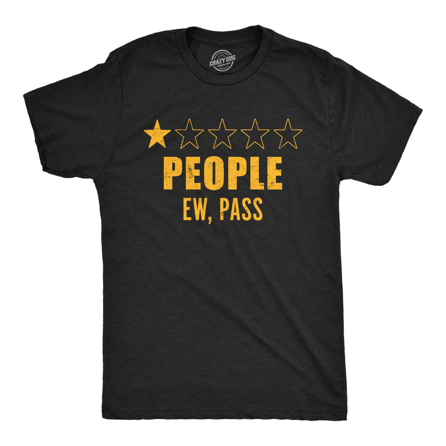 Mens One Star People Rating Funny T Shirt for Introverts Ew Pass Sarcastic Shirt for Guys Image 1