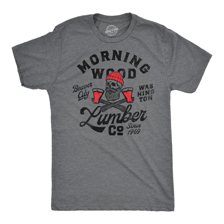 Mens Morning Wood Lumber Company T Shirt Funny Shirt with Adult Humor Innuendo Tee for Guys Image 1