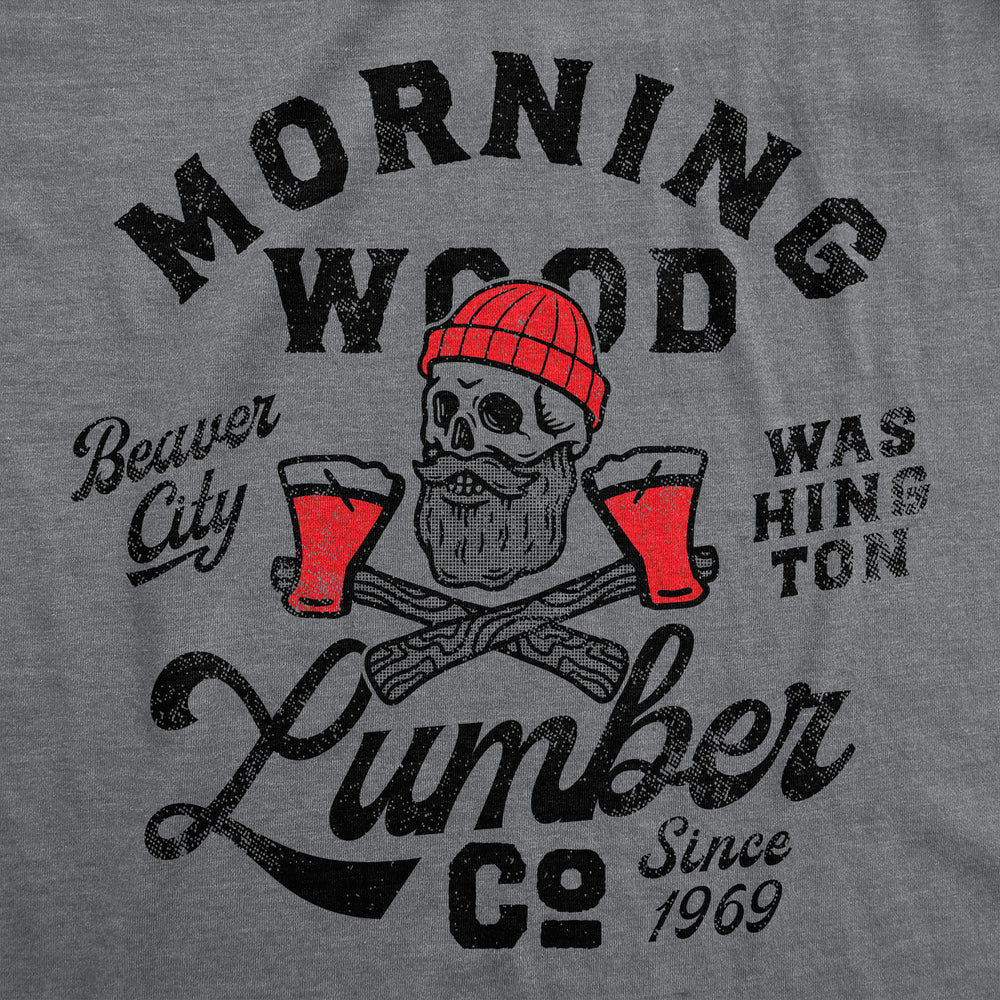 Mens Morning Wood Lumber Company T Shirt Funny Shirt with Adult Humor Innuendo Tee for Guys Image 2