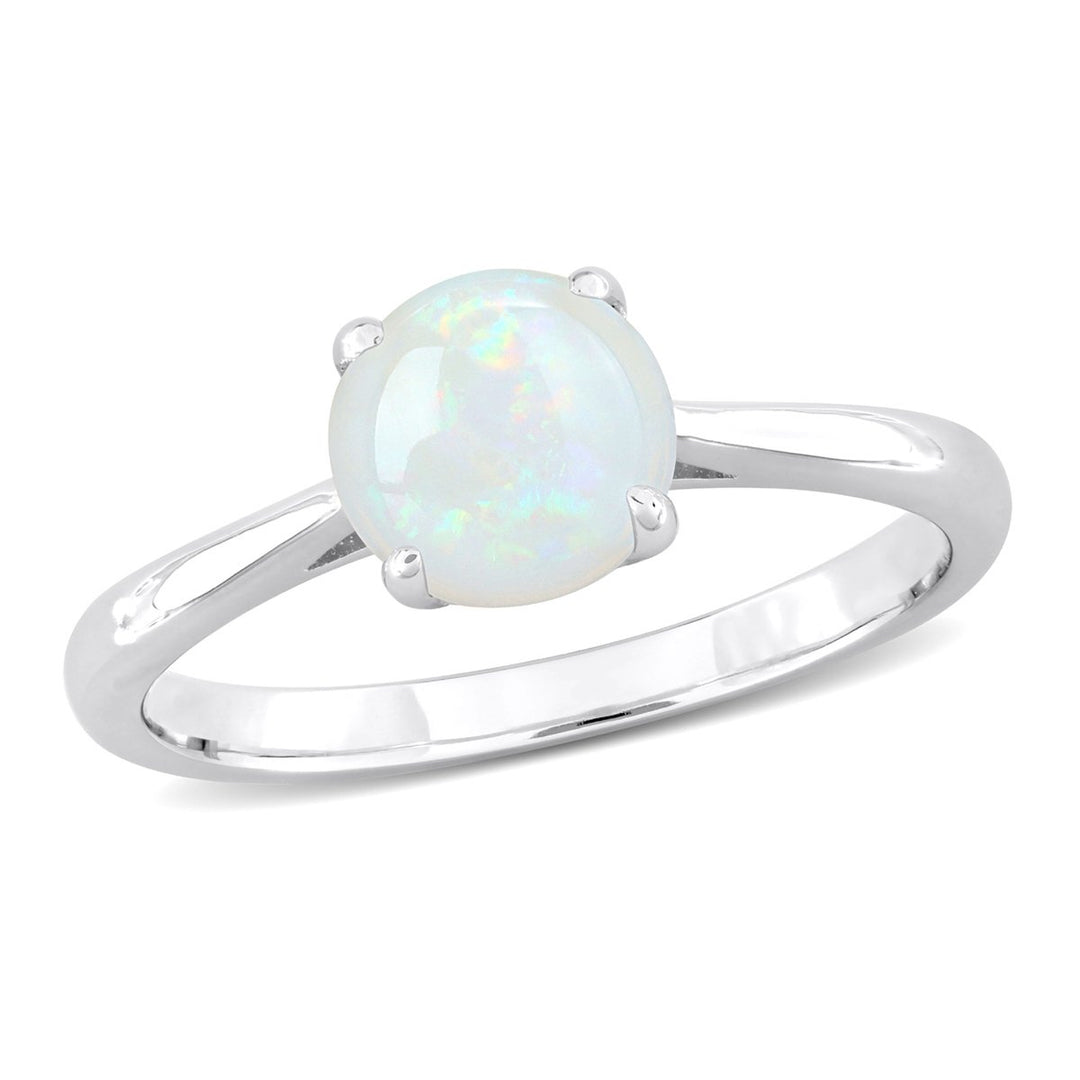 4/5 Carat (ctw) Solitaire Opal Ring in Sterling Silver Image 1