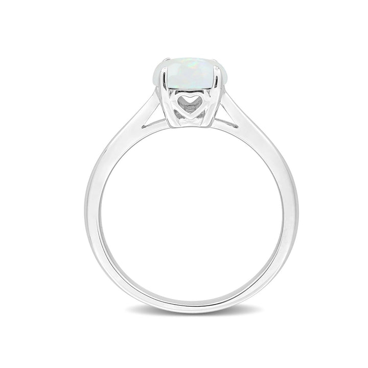 4/5 Carat (ctw) Solitaire Opal Ring in Sterling Silver Image 4