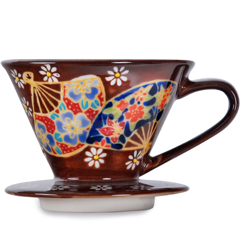 Ceramic Coffee Dripper with Japanese Fans Design Japanese Culture Coffee Lover Gift , Image 2