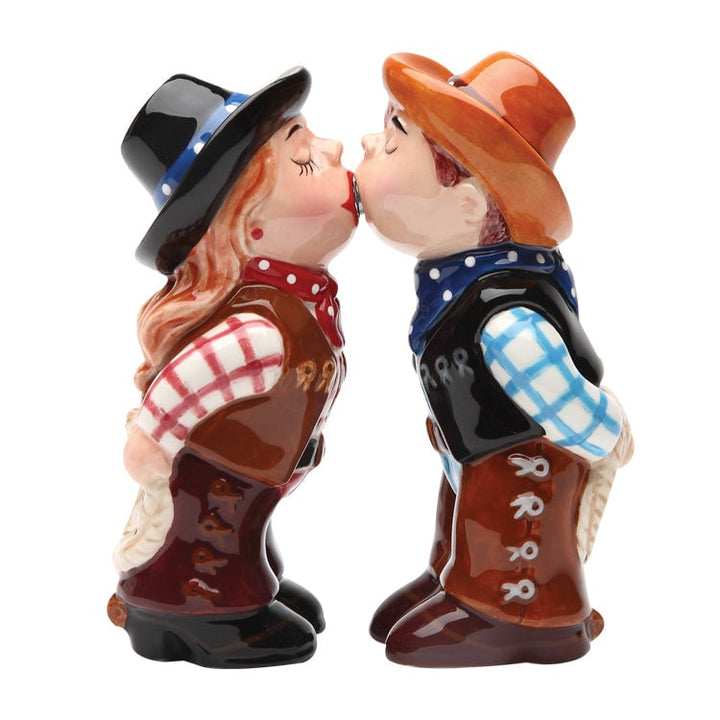 Ceramic Cowboy and Cowgirl Kissing Salt and Pepper Shakers Gift for Cowgirl, Image 3