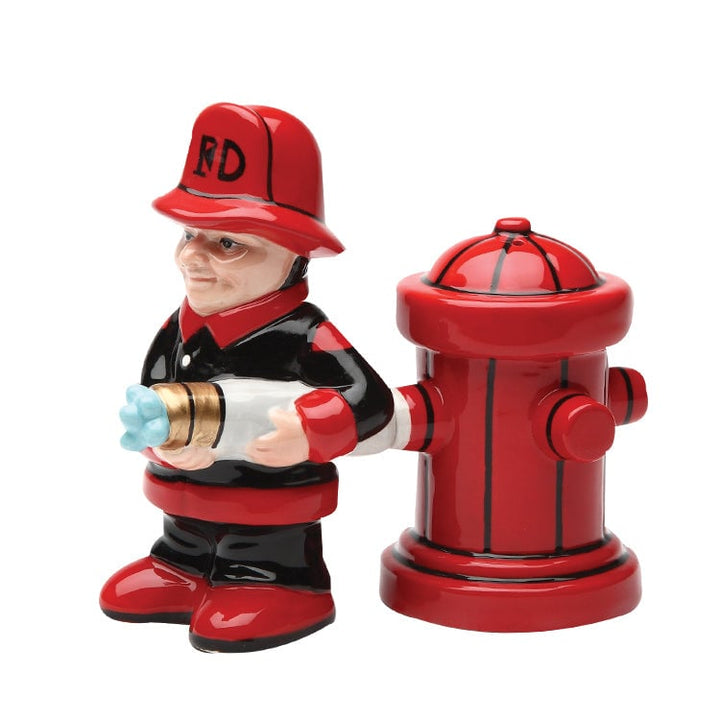 Ceramic Firefighter with Fire Hydrant Salt and Pepper Shakers Firefighter Gift , Image 3