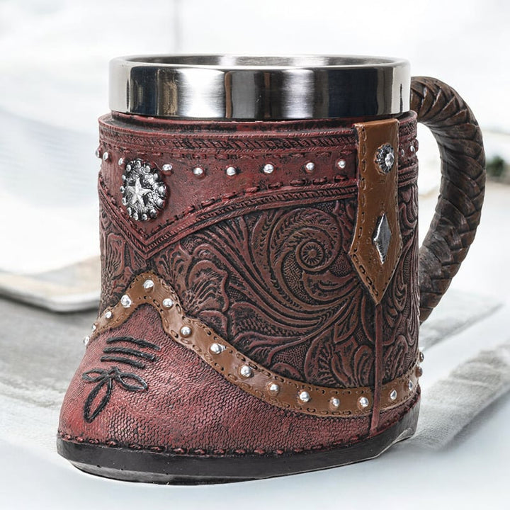 Polyresin and Stainless Steel Cowboy Boot Mug  Cowboy Boot Lover Gift Image 1