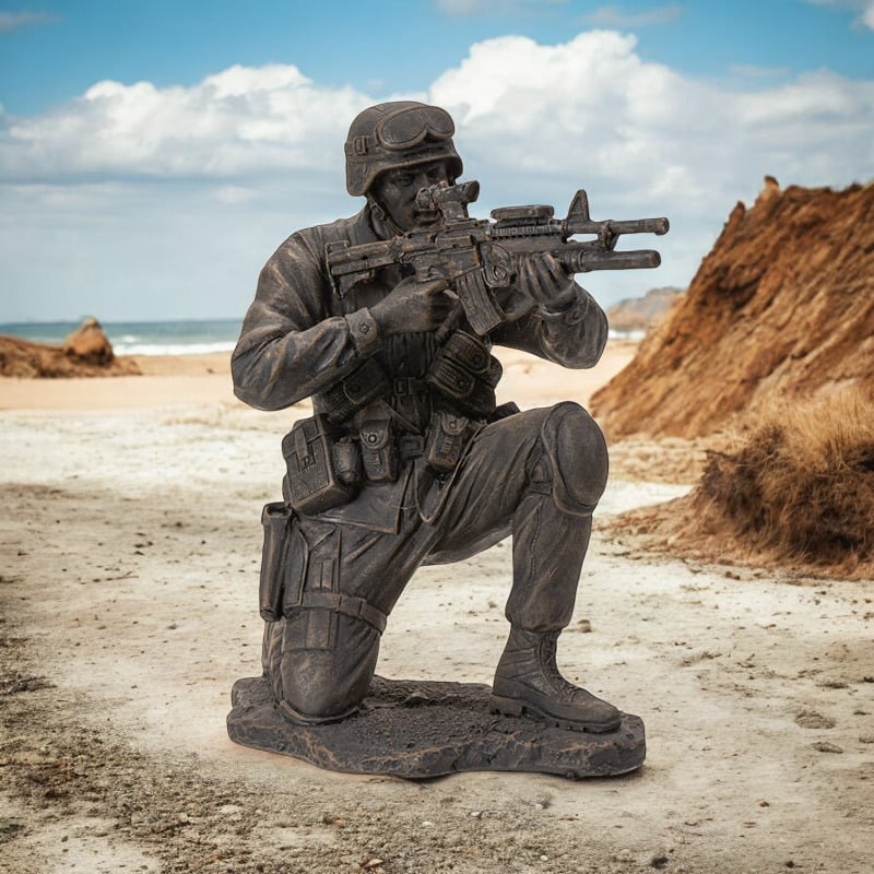 Polyresin Soldier in Combat  Military House Decor, Image 1