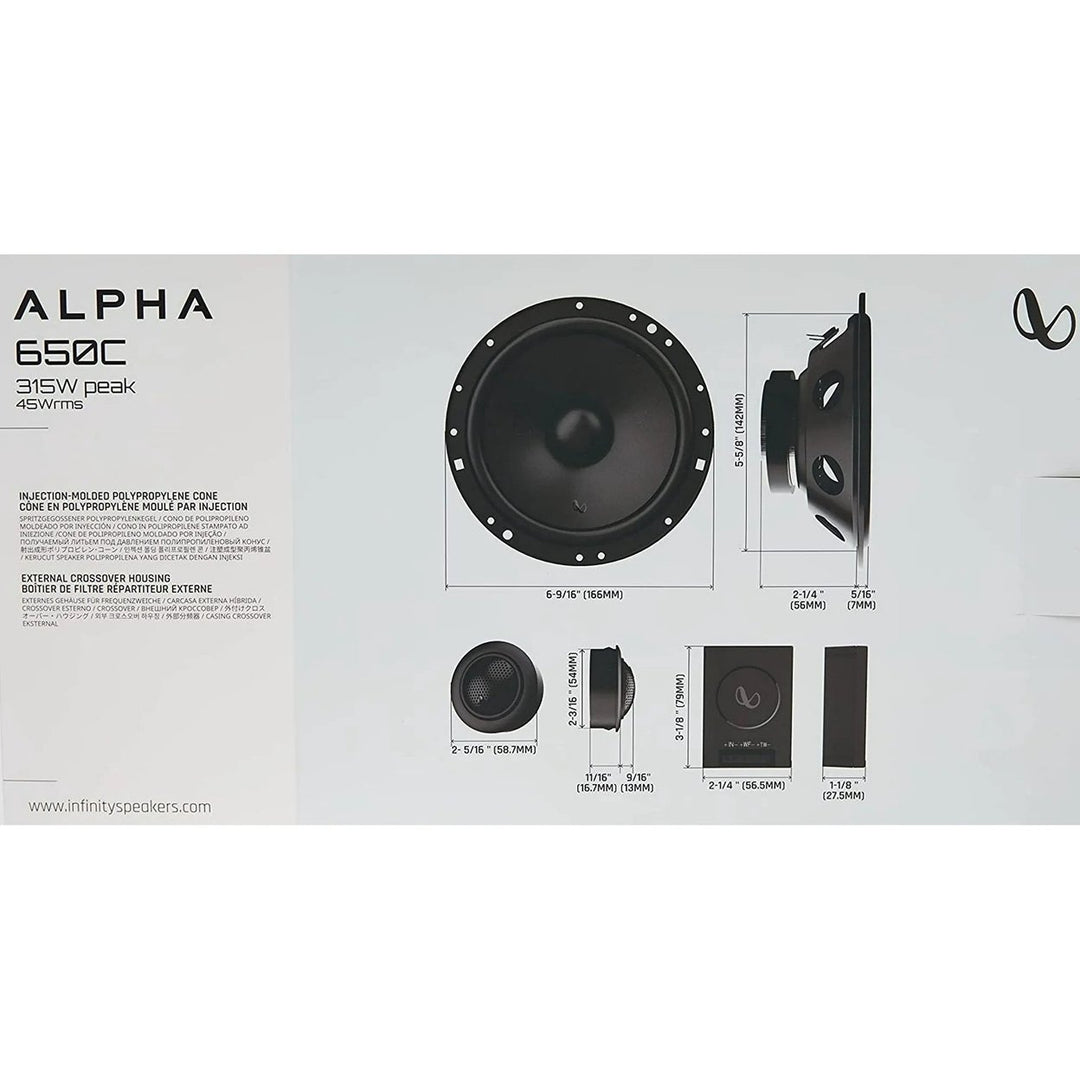 INFINITY ALPHA 650C 6-1/2" 315W (160mm) Two Way Component Speaker System (Black) Image 10