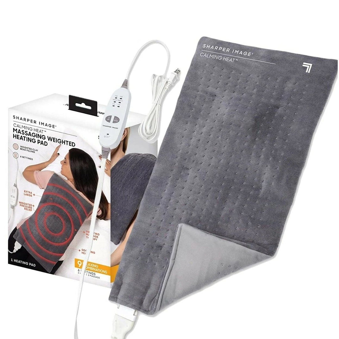 Sharper Image Calming Heat Massaging Weighted Heating Pad 12" X 24" (Refurbished) Image 1