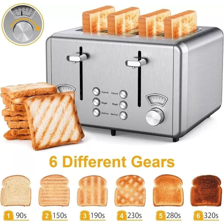 Whall KST023GU 4 Slice Toaster Whall Stainless Steel Toaster 1500W Image 2