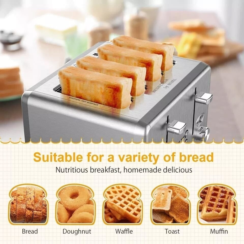 Whall KST023GU 4 Slice Toaster Whall Stainless Steel Toaster 1500W Image 6