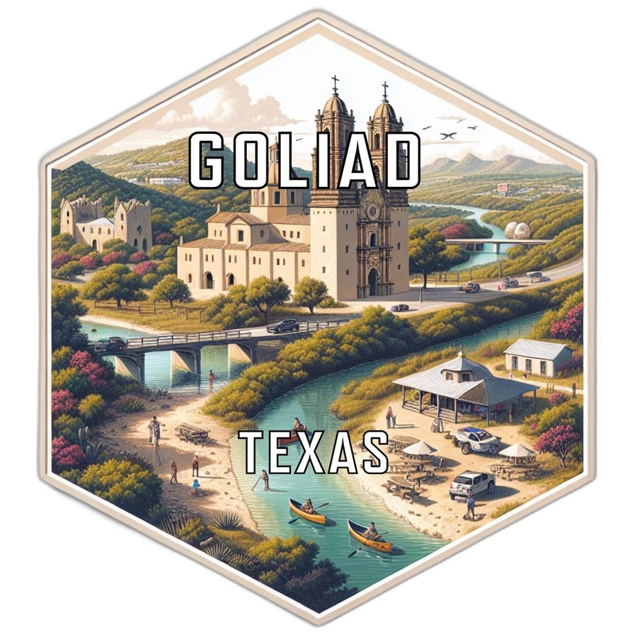 Goliad Texas Souvenir Travel Destination Die Cut Hexagon Fridge Magnet Image 1