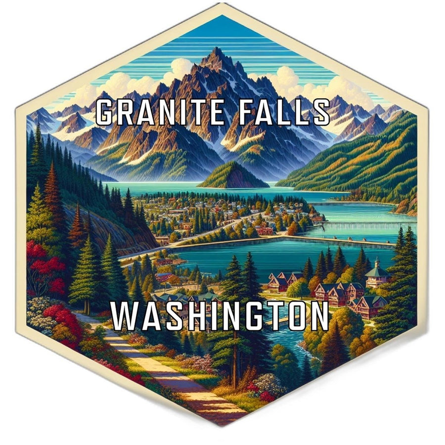 Granite Falls Washington Souvenir Travel Destination Die Cut Hexagon Fridge Magnet Image 1