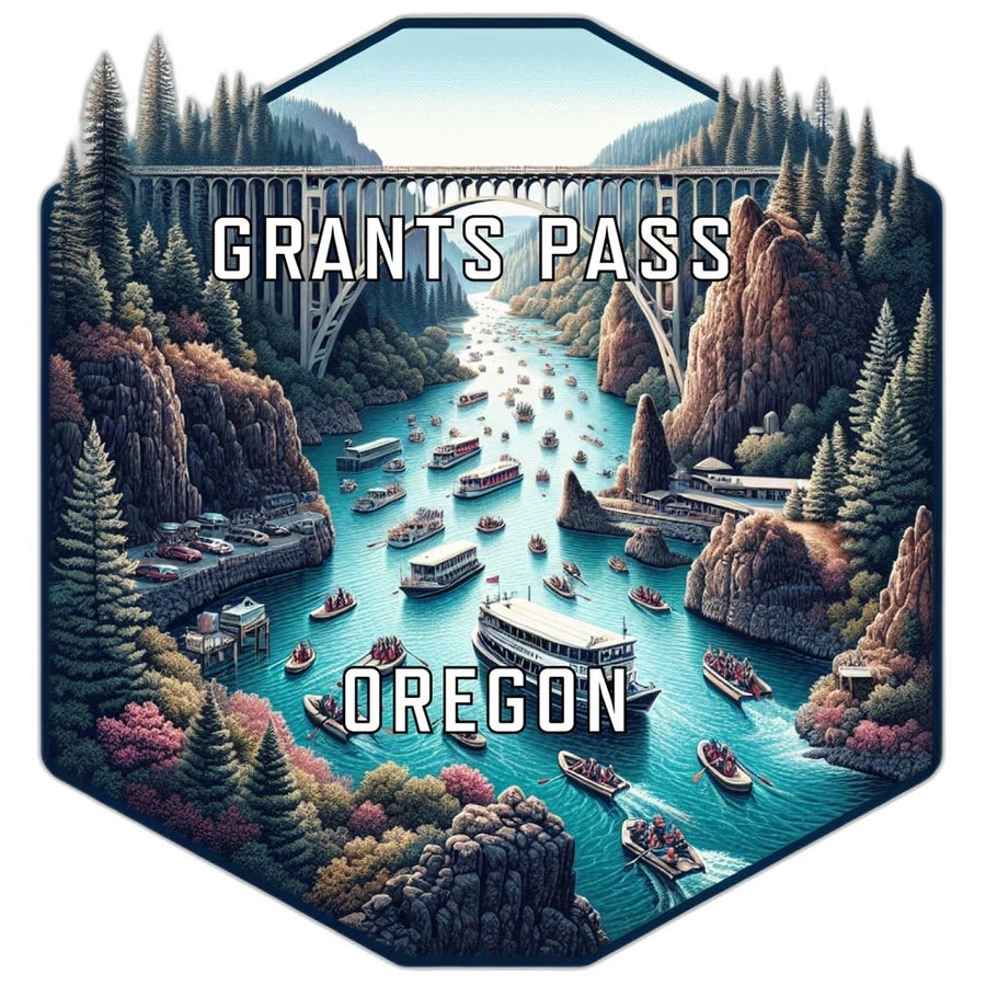 Grants Pass Oregon Souvenir Travel Destination Die Cut Hexagon Fridge Magnet Image 1