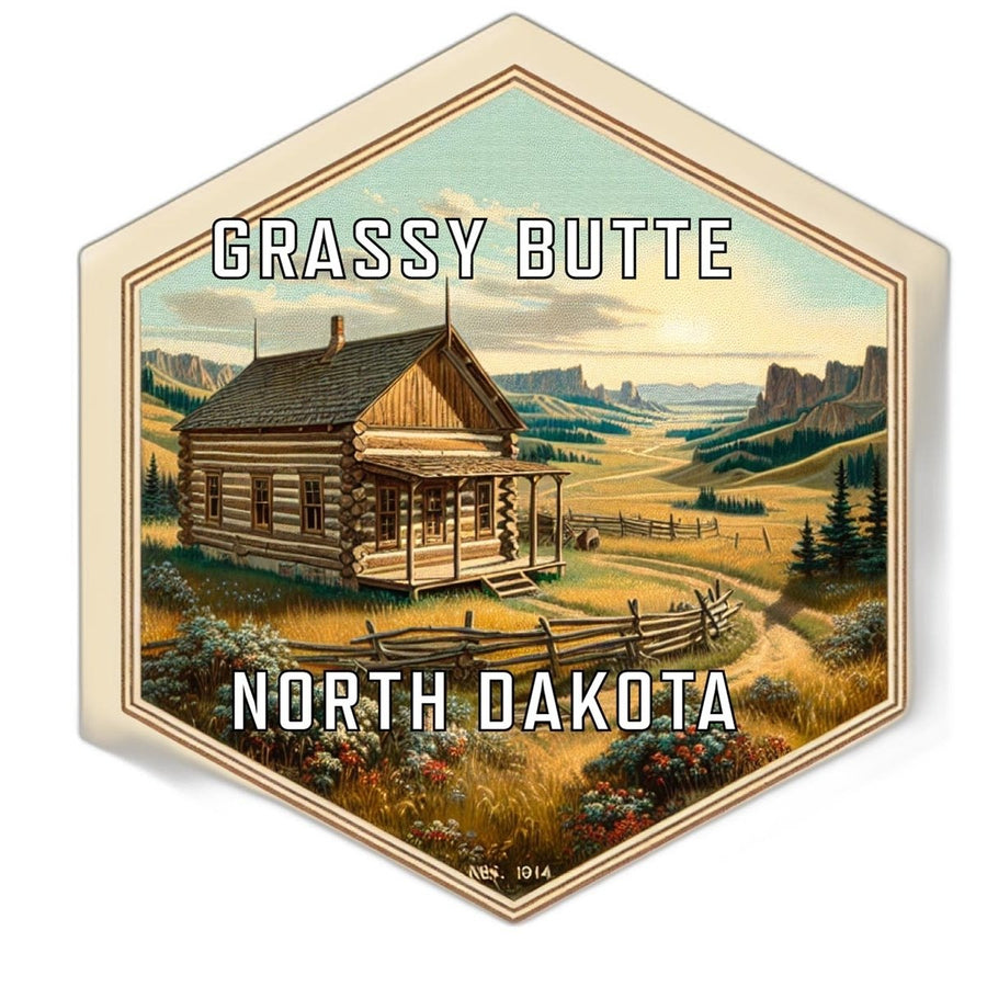 Grassy Butte North Dakota Souvenir Travel Destination Die Cut Hexagon Fridge Magnet Image 1