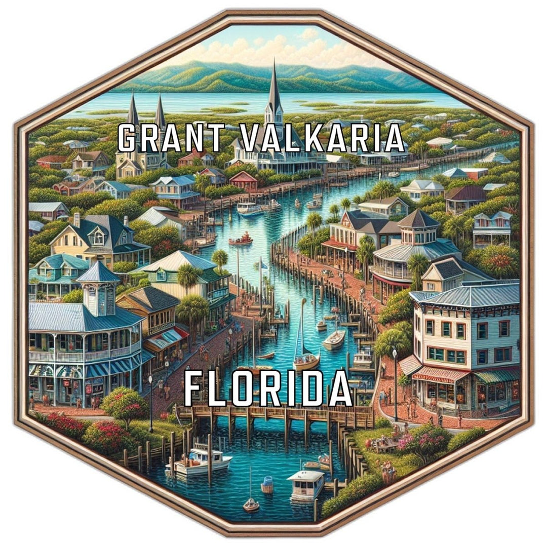 Grant Valkaria Florida Souvenir Travel Destination Die Cut Hexagon Fridge Magnet Image 1